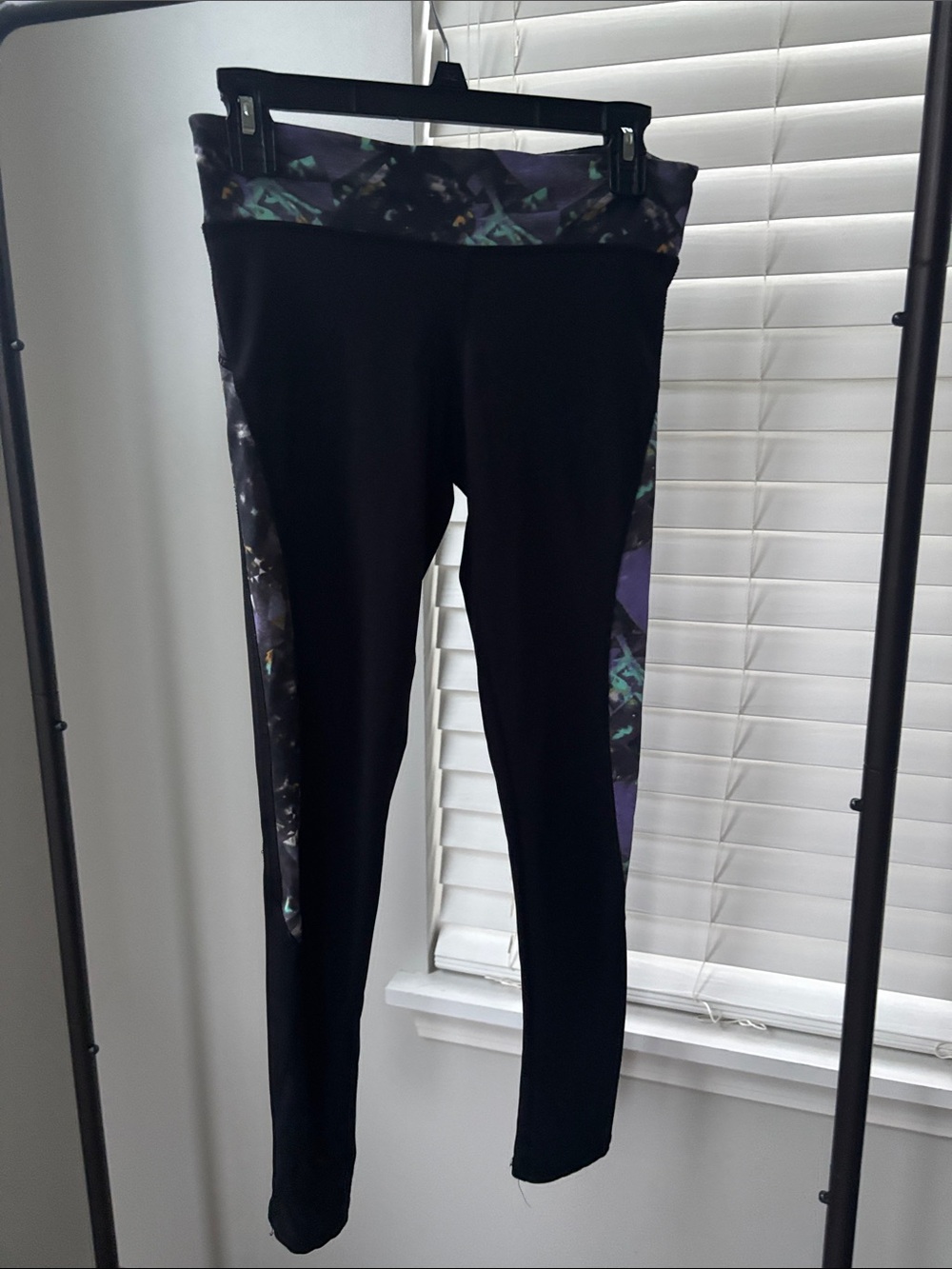 Black Leggings with Purple Accent Panels